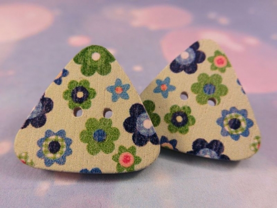 Dreieck Blumen Knopf Ohrstecker Holz Blüte Flower